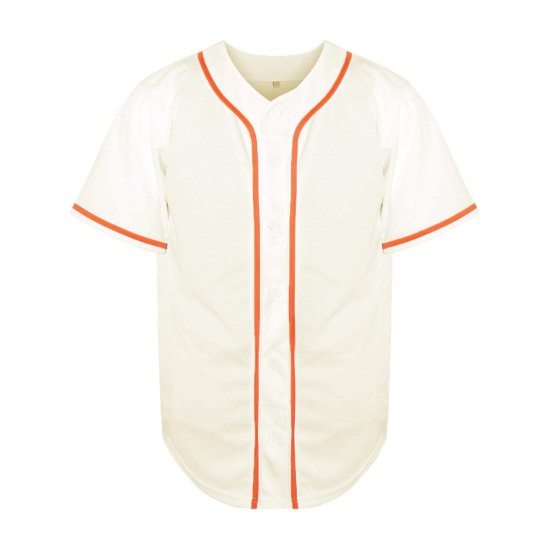 Maßgeschneidertes, sublimiertes, atmungsaktives Übergrößen-Unisex-Baseballtrikot mit V-Ausschnitt, Stickerei, Kurzarm, durchgehende Knopfleiste, 100 % Polyester