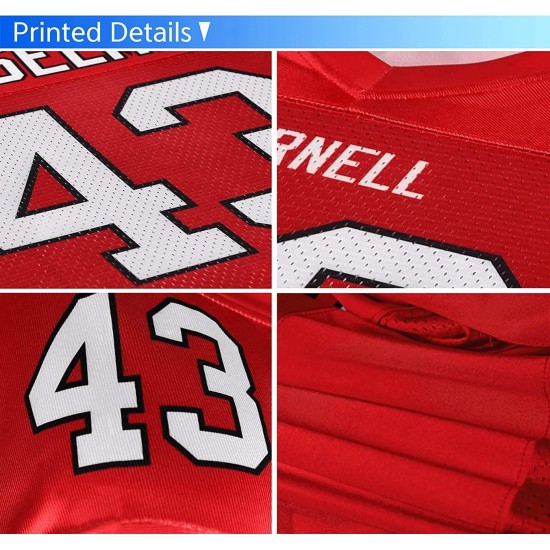 Maßgeschneidertes Logo, OEM/ODM, Kurzarm genähte American-Football-Uniform, Sublimation, atmungsaktiv, Übergrößen, bestickt, für Erwachsene, 100 % Polyester