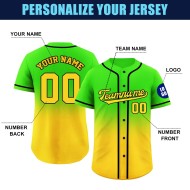 Maßgeschneiderte, atmungsaktive Übergrößen-Baseball-/Softballtrikots, Farbverlauf, genäht, sublimiert, bestickt, schnell trocknend