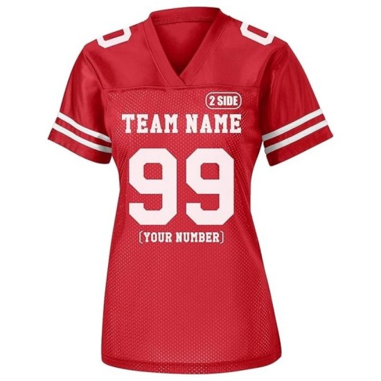 Bequeme Sportbekleidung im Retro-Stil für American Football, personalisiert sublimiert, atmungsaktiv, beidseitig bedruckt, maßgeschneidertes Damen-Trikot