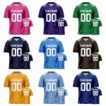 Maßgeschneiderte Herren-American-Football-Shirts aus 100 % Polyester, Sublimationsdruck, Kurzarm, V-Ausschnitt, schnell trocknend, atmungsaktiv, Großhandel