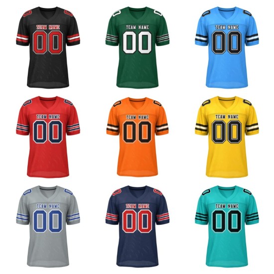 Maßgeschneidertes Logo, günstiges leeres sublimiertes Herren-Kurztrikot, 100 % Polyester, atmungsaktiv, American-Football-Trainingsjersey, Großhandel-Uniformen Maßgeschneidertes Logo, günstiges leeres sublimiertes Herren-Kurztrikot, 100 % Polyester, atmungsaktiv, American-Football-Trainingsjersey, Großhandel-Uniformen
