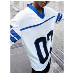 Maßgeschneidertes, weiter Schnitt, V-Ausschnitt, Kurzarm, Herren-Streetwear-T-Shirt, Buchstaben-Digitldruck, schnell trocknend, atmungsaktiv, 100 % Polyester