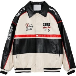 Unisex atmungsaktiver, wasserdichter Motorradrenanzug, Motorrad-Grafik-Bomberjacke, Oversize-Streetwear-Jacke, Motocross