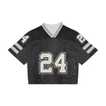 Maßgeschneidertes Logo, hochwertiges Herren-Crop-Trikot im Vintage-Streetwear-Stil, Retro-Fußballtrikot, kastiger Schnitt, Mesh, umweltfreundlich