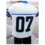 Maßgeschneidertes, weiter Schnitt, V-Ausschnitt, Kurzarm, Herren-Streetwear-T-Shirt, Buchstaben-Digitldruck, schnell trocknend, atmungsaktiv, 100 % Polyester