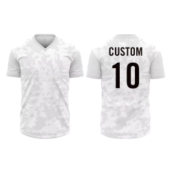 Werksmaßgeschneiderte Profi-Football-Shirts mit Wärmeübertragungsdruck, Team-Fußballtrikots in Schwarz/Weiß/Blau, 100 % Polyester, leicht