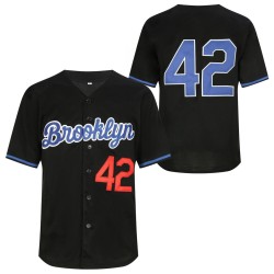 Maßgeschneidertes hochwertiges Unisex-Baseballtrikot mit Nummer 42, Digitldruck, Retro-Stil, atmungsaktiv, antibakteriell, 100 % Polyester, Übergrößen
