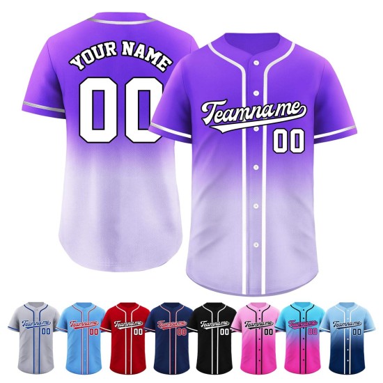 Beliebteste hochwertige, personalisierte, genähte Baseballtrikots mit Farbverlauf, Stickerei, atmungsaktiv, schnell trocknend, für alle Teams