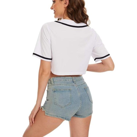 Unisex Crop-Top-Baseballtrikot, individuell gestaltet, Schwarz-Weiß-Streifen, Übergrößen, atmungsaktives Sportshirt Unisex Crop-Top-Baseballtrikot, individuell gestaltet, Schwarz-Weiß-Streifen, Übergrößen, atmungsaktives Sportshirt