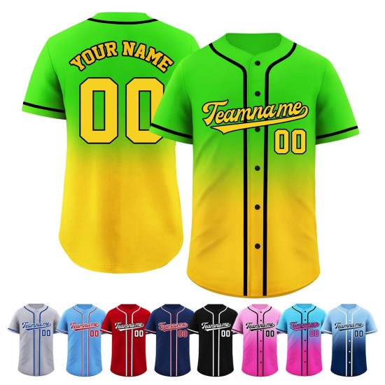 Maßgeschneiderte, atmungsaktive Übergrößen-Baseball-/Softballtrikots, Farbverlauf, genäht, sublimiert, bestickt, schnell trocknend