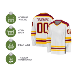 Sublimiertes, besticktes Langarm-Eishockeytrikot, individuell, unisex, 100 % Polyester, schnell trocknend, antibakteriell, umweltfreundlich Sublimiertes, besticktes Langarm-Eishockeytrikot, individuell, unisex, 100 % Polyester, schnell trocknend, antibakteriell, umweltfreundlich