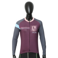 Hochwertiges, maßgeschneidertes Profi-Radtrikot, sublimiert, atmungsaktiv, UV-schutz, umweltfreundlich, langärmelig, grauviolett, schnell trocknend