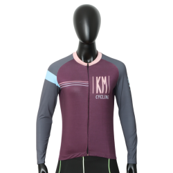 Hochwertiges, maßgeschneidertes Profi-Radtrikot, sublimiert, atmungsaktiv, UV-schutz, umweltfreundlich, langärmelig, grauviolett, schnell trocknend