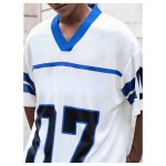 Maßgeschneidertes, weiter Schnitt, V-Ausschnitt, Kurzarm, Herren-Streetwear-T-Shirt, Buchstaben-Digitldruck, schnell trocknend, atmungsaktiv, 100 % Polyester