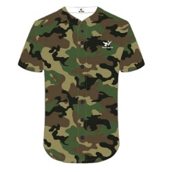 OEM Fabrikpreis, 100 % Polyester, atmungsaktiv, Übergrößen, UV-schutz, Kurzarm, Knopfkragen, Camouflage-Baseballtrikot-T-Shirt