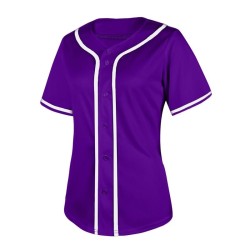 OEM Großhandel, maßgeschneidertes violettes, genähtes, atmungsaktives, antibakterielles, schnell trocknendes V-Ausschnitt-Baseballuniform-Oberteil, hochwertig