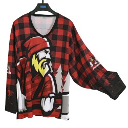 Verkaufsschlager KM21 L002, Übergrößen, unisex, Hip-Hop-Eishockeytrikot in Weihnachtsrot, atmungsaktiv, schnell trocknend, sublimationsbedruckt