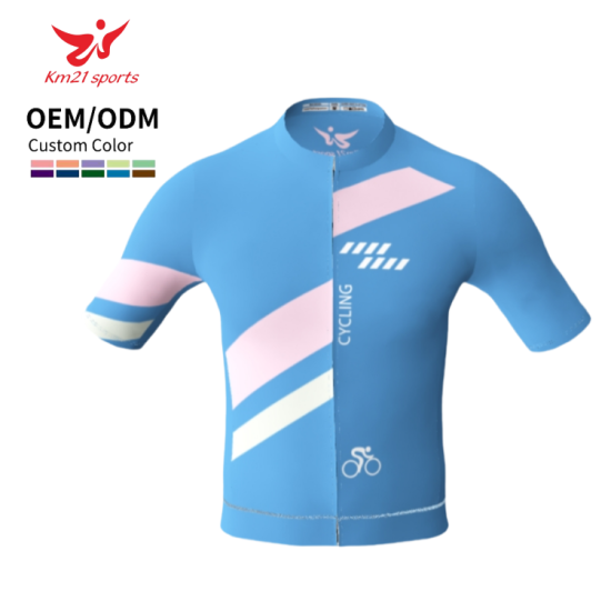 OEM/ODM blaues, leichtes, umweltfreundliches, atmungsaktives Kurzarm-Radtrikot für Herren mit sublimiertem Logo, für Erwachsene OEM/ODM blaues, leichtes, umweltfreundliches, atmungsaktives Kurzarm-Radtrikot für Herren mit sublimiertem Logo, für Erwachsene