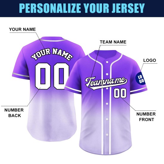 Beliebteste hochwertige, personalisierte, genähte Baseballtrikots mit Farbverlauf, Stickerei, atmungsaktiv, schnell trocknend, für alle Teams