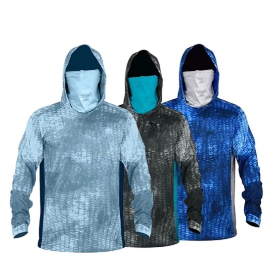 Verkaufsschlager: Wasserdichte, schnell trocknende, langärmelige, atmungsaktive Unisex-Anglerhoodie mit Gesichtsmaske-Kapuze, UPF 50+, leicht